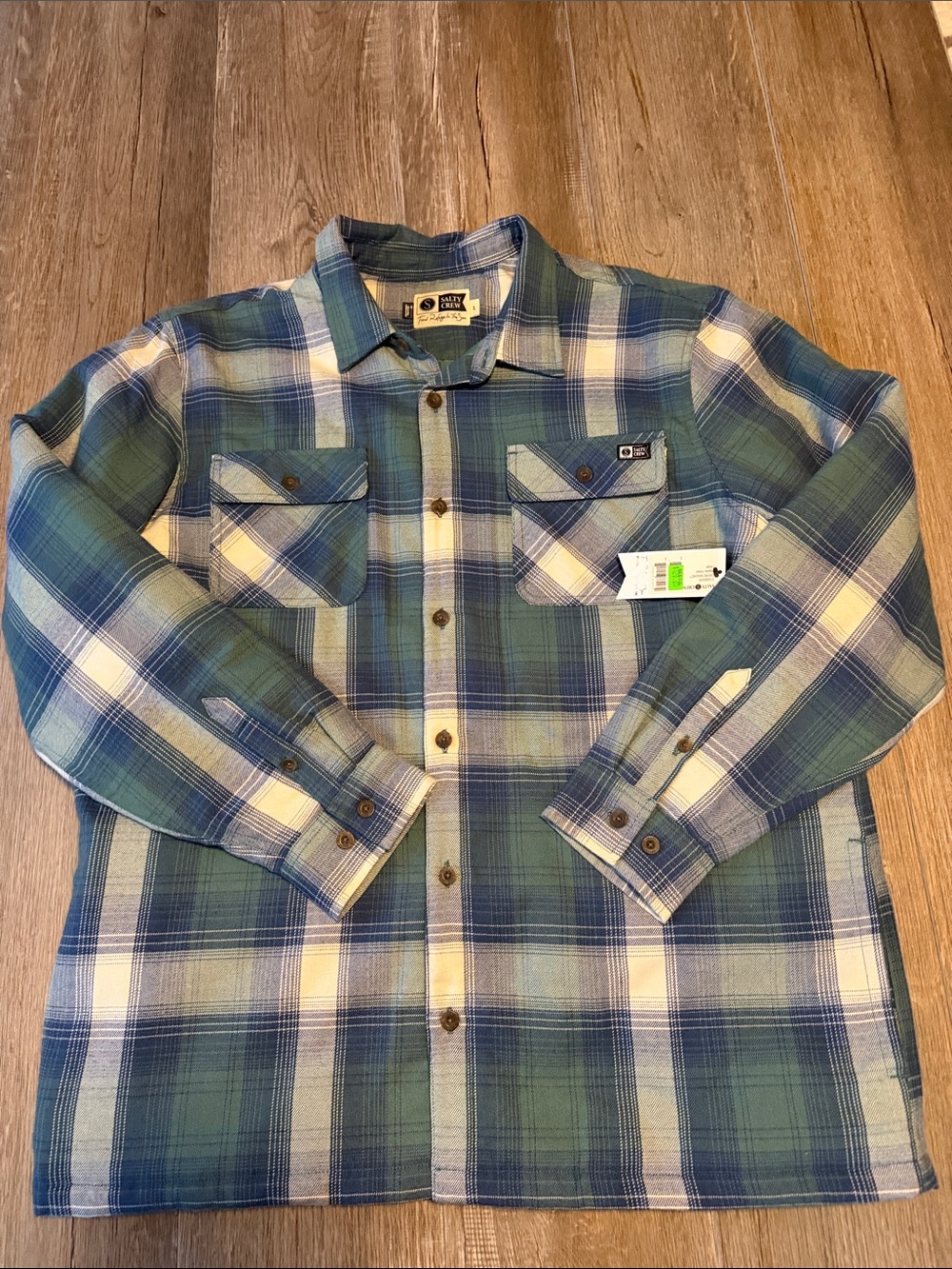 Salty Crew Women’s Plaid Long-Sleeve Button-Down Chore Shacket